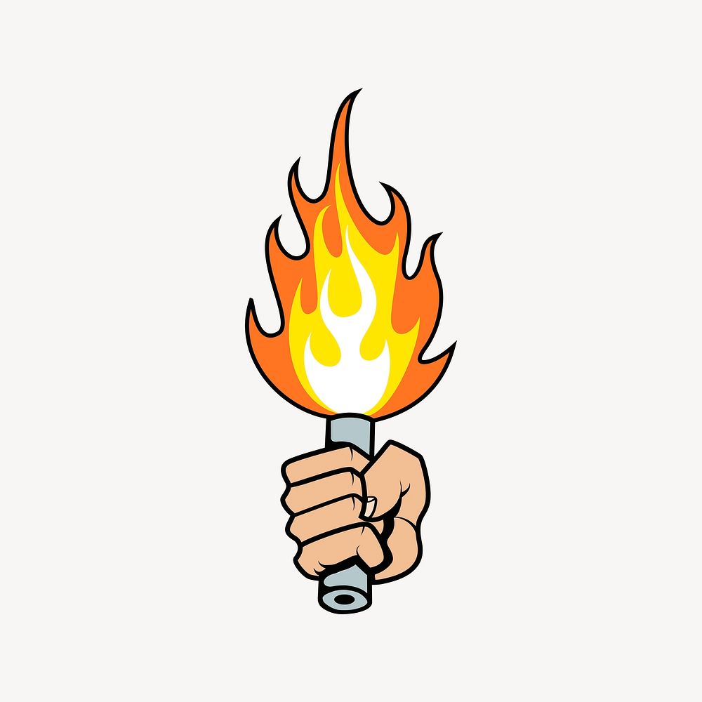Holding torch, hand gesture illustration. Free public domain CC0 image.