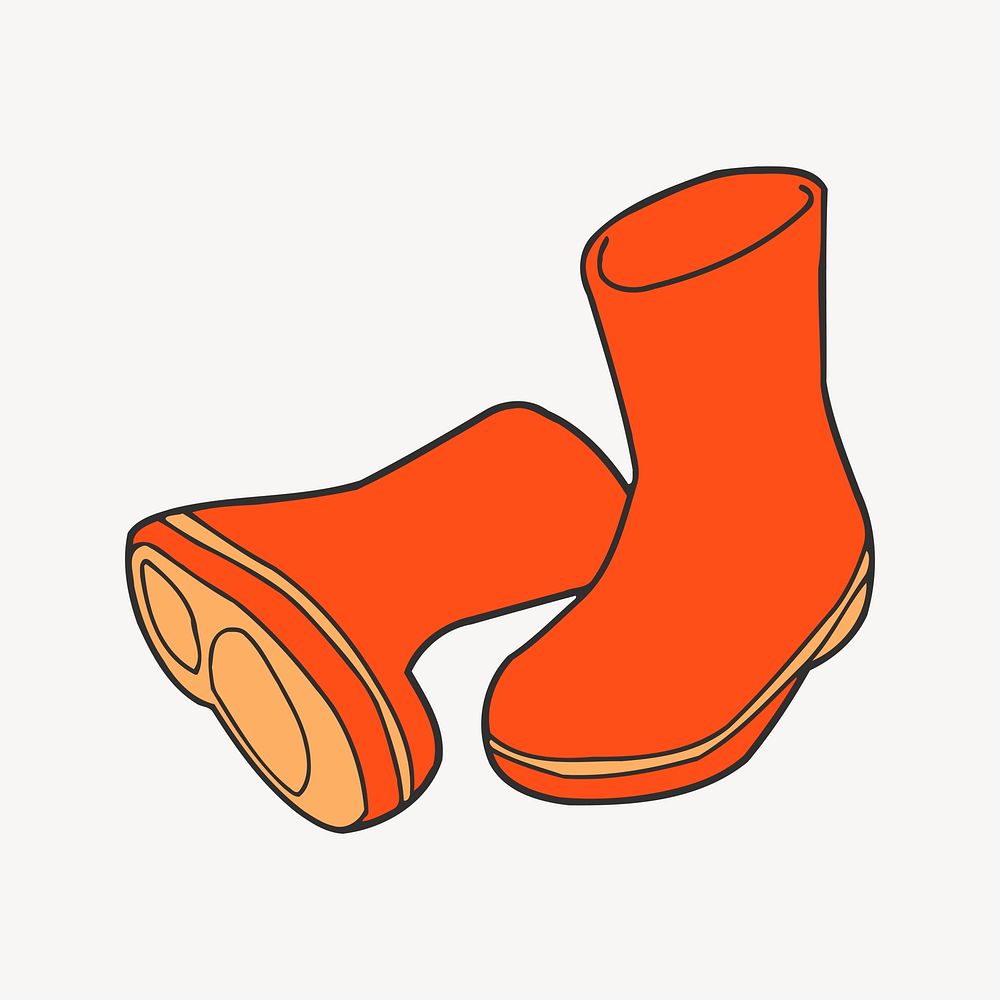 Orange gardening boots clipart, fashion illustration vector. Free public domain CC0 image.