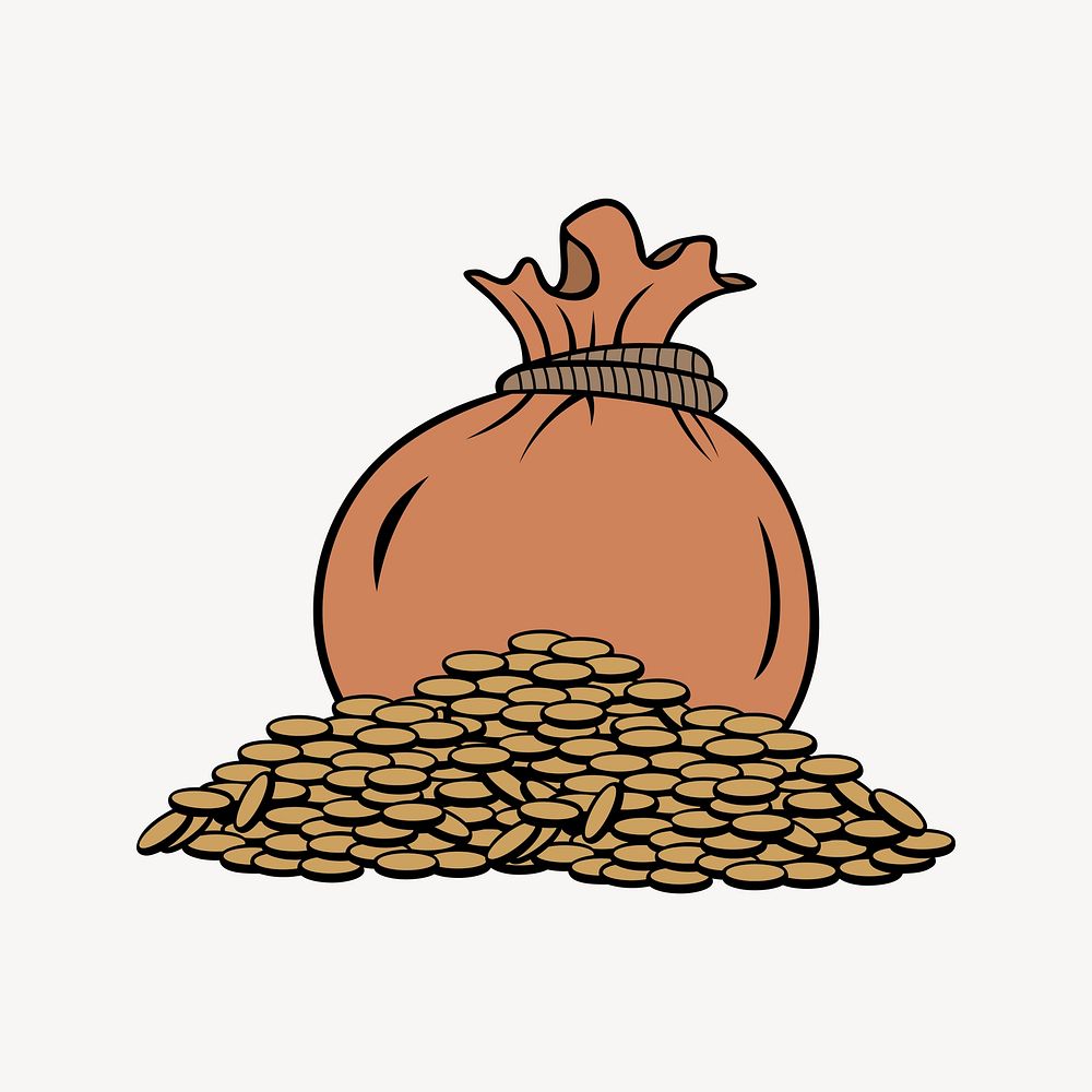 Money bag clipart, object illustration vector. Free public domain CC0 image.