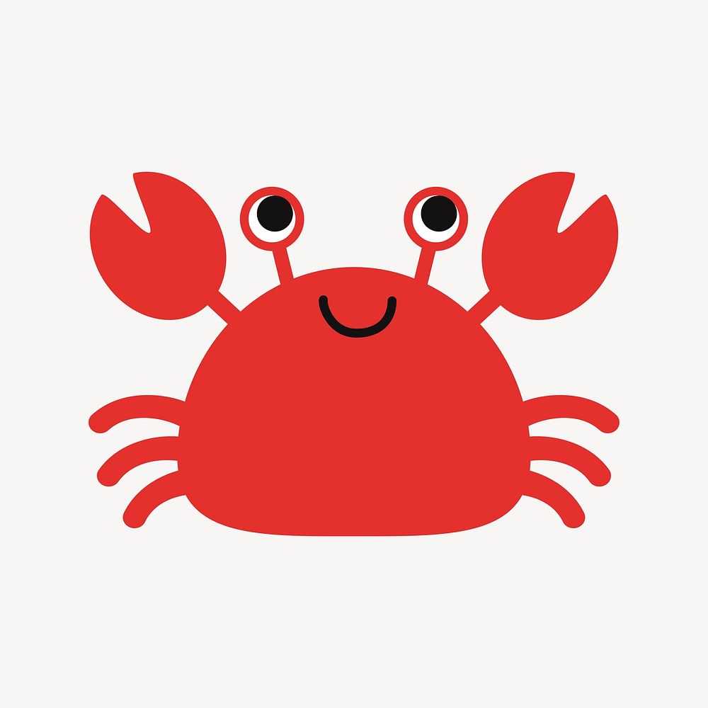 Crab cartoon illustration. Free public domain CC0 image.
