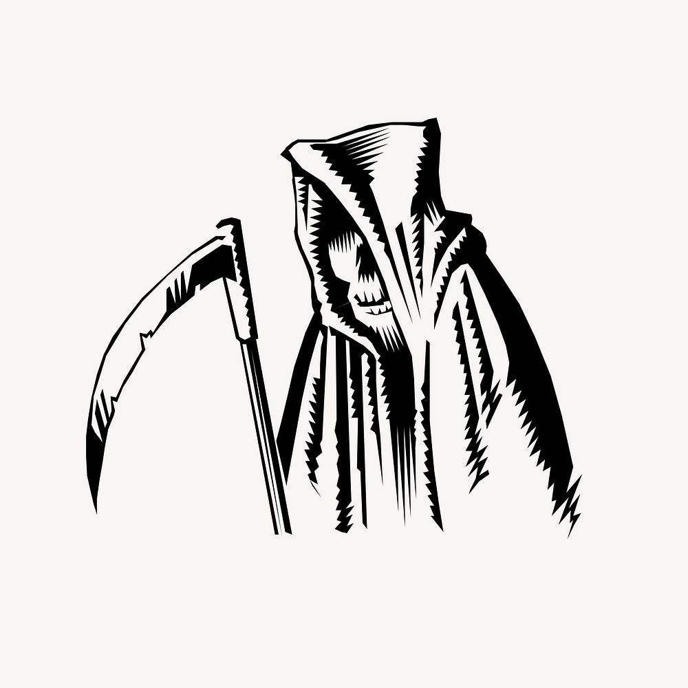 Grim Reaper, Halloween illustration. Free public domain CC0 image.