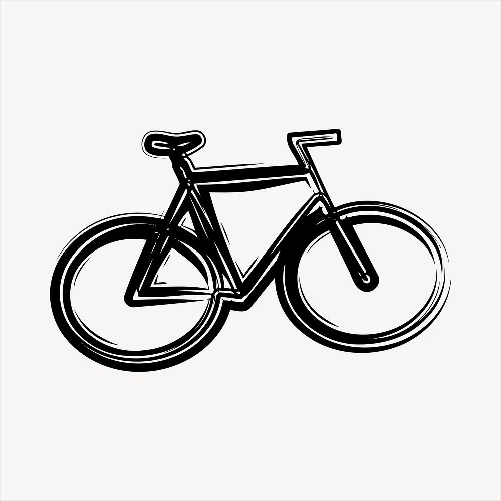 Bicycle  collage element, black and white illustration vector. Free public domain CC0 image.