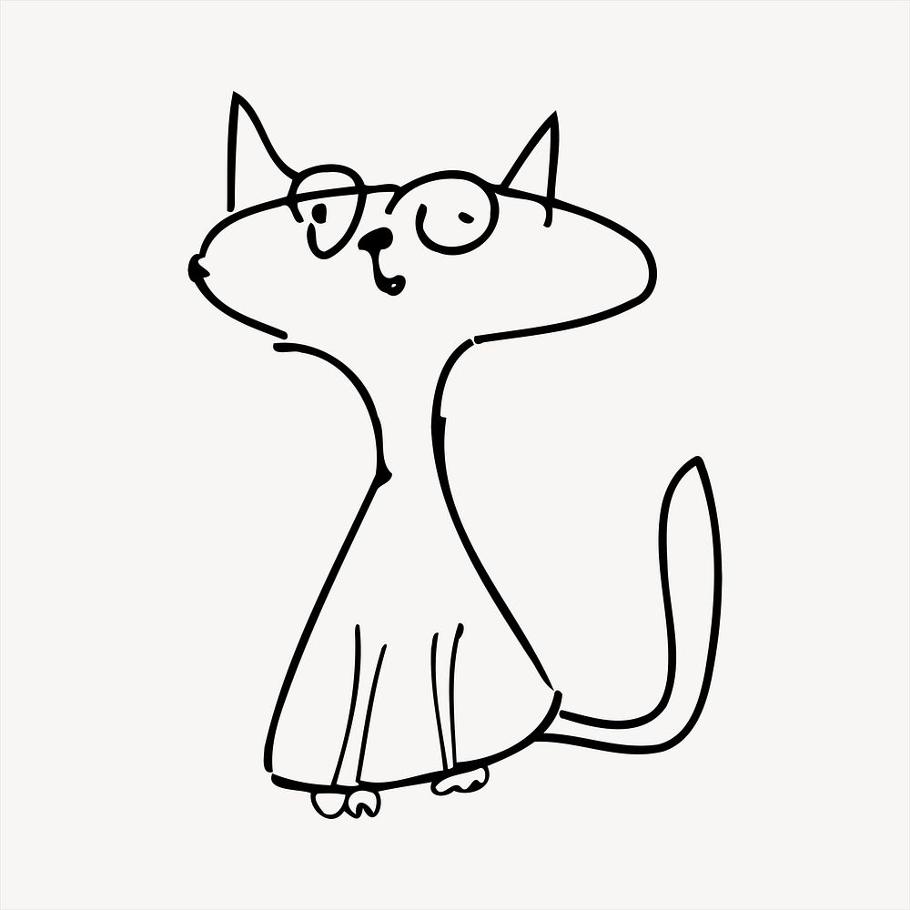 Cat line art illustration. Free public domain CC0 image.