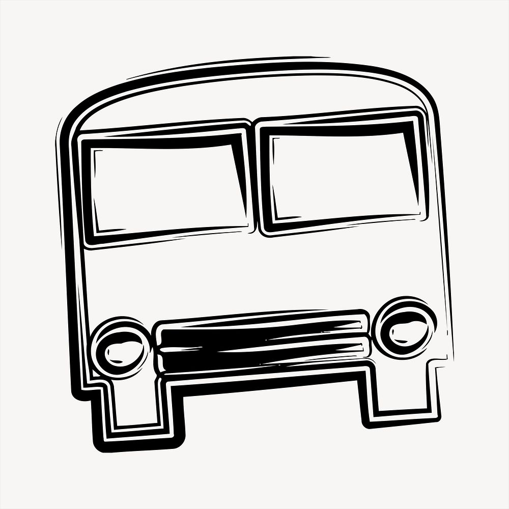 Bus  collage element, black and white illustration vector. Free public domain CC0 image.