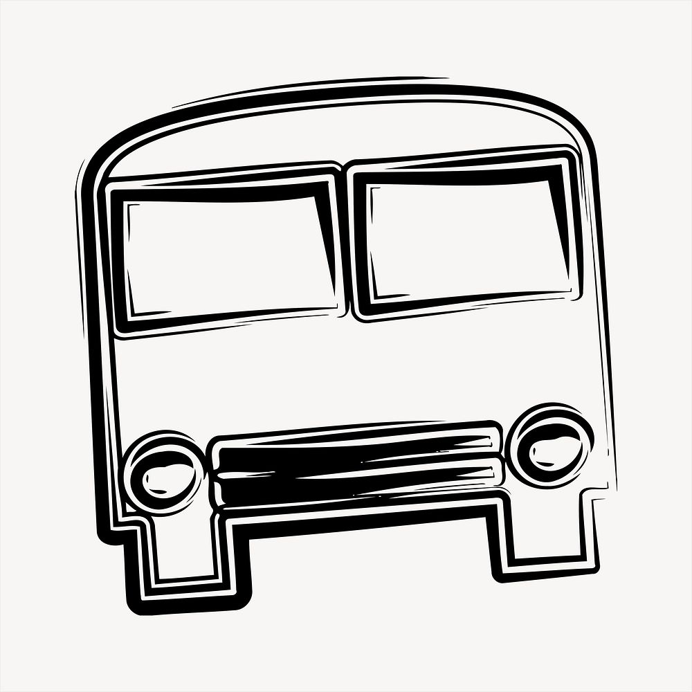 Bus  clipart, black and white illustration psd. Free public domain CC0 image.