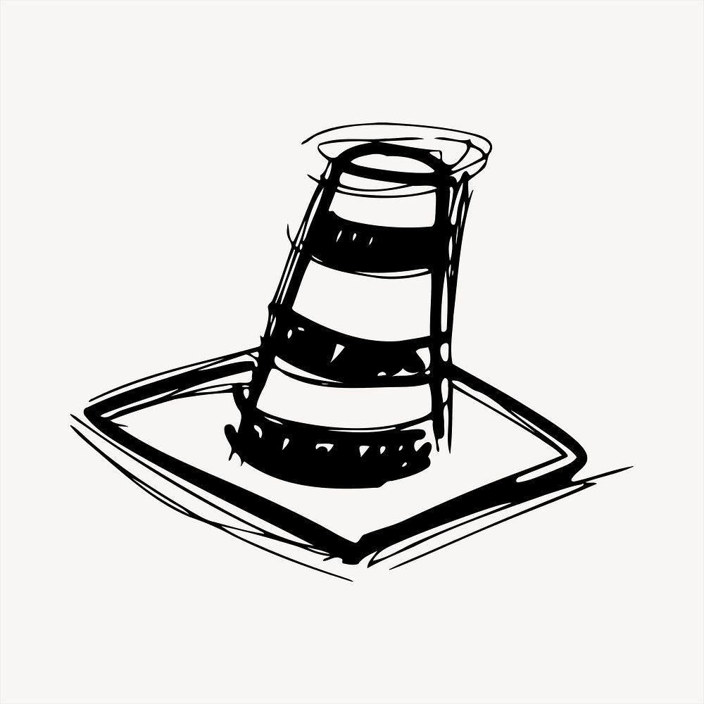 Traffic cone collage element, black and white illustration vector. Free public domain CC0 image.