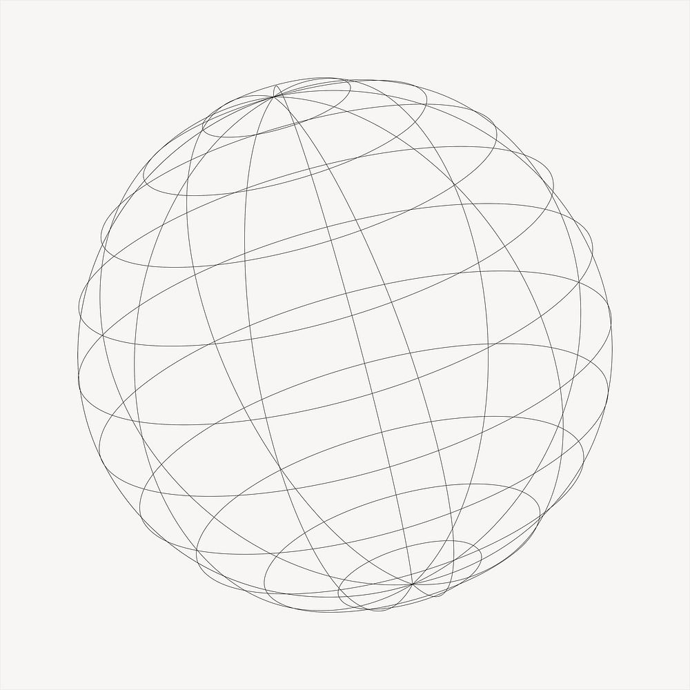 Globe grid clipart, black and white illustration psd. Free public domain CC0 image.