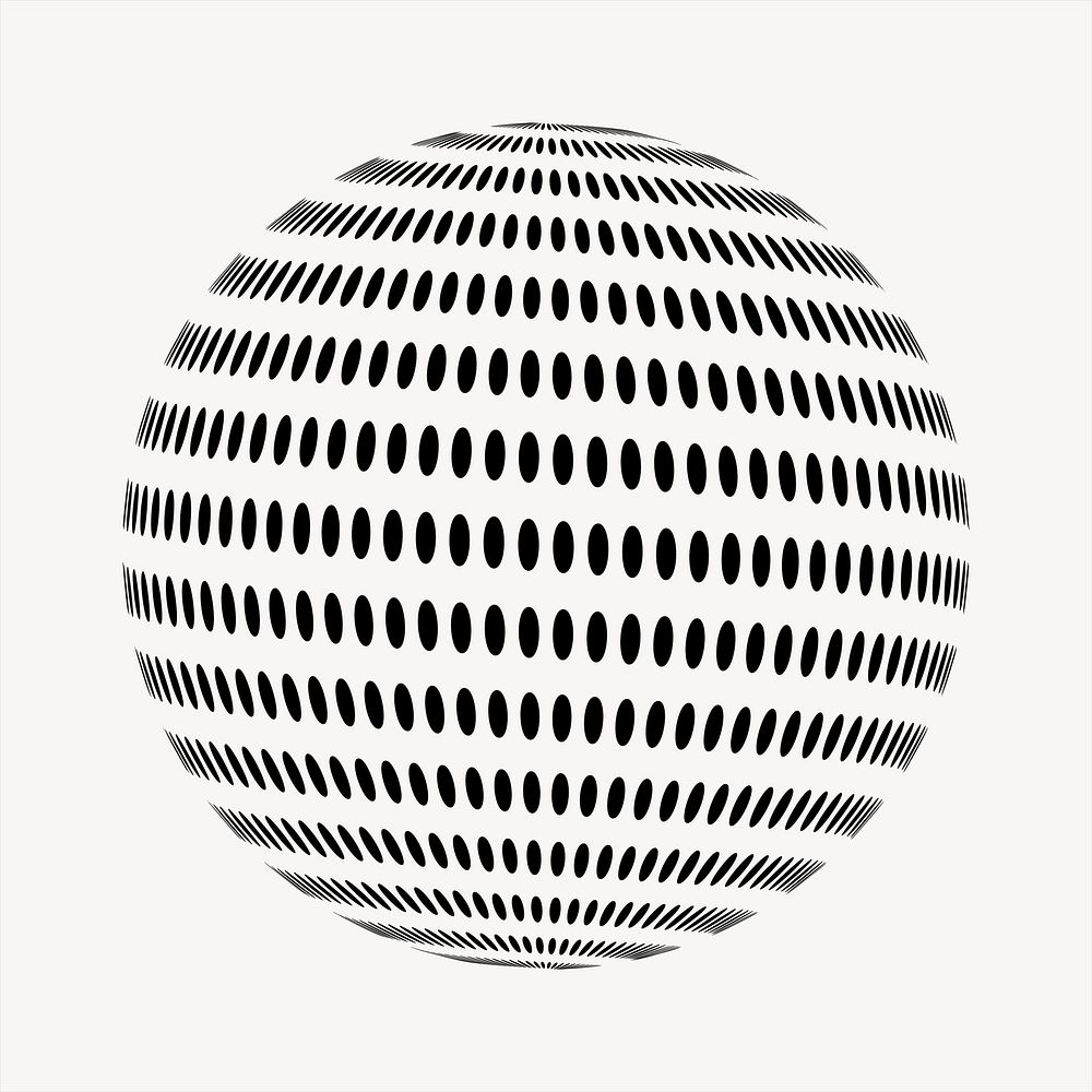 Abstract sphere collage element, black and white illustration vector. Free public domain CC0 image.
