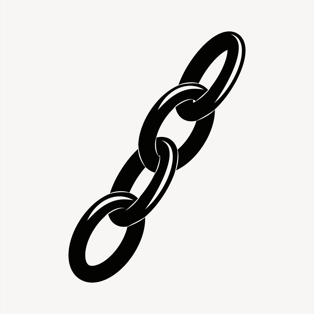 Chain collage element, black and white illustration vector. Free public domain CC0 image.