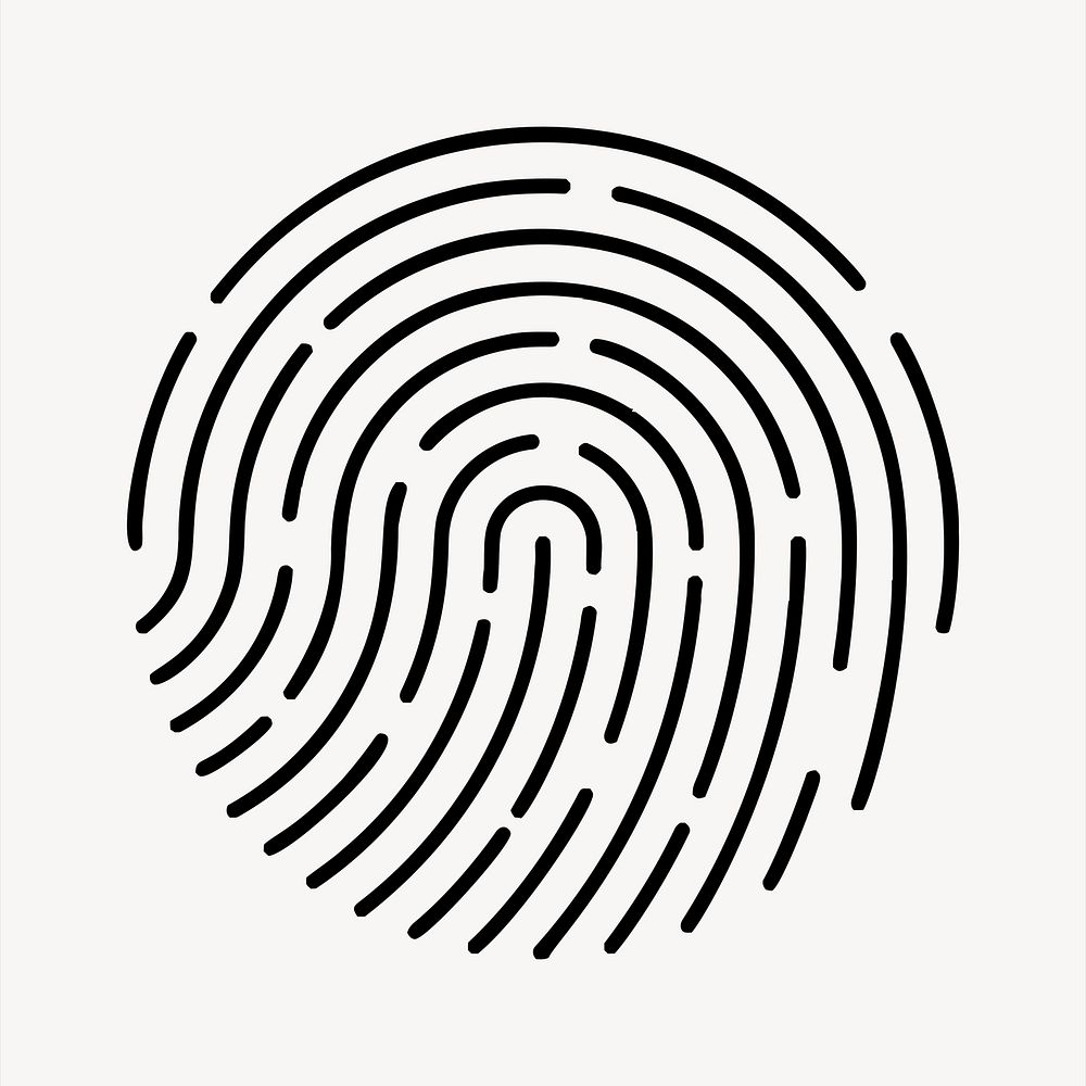 Fingerprint collage element, black and white illustration vector. Free public domain CC0 image.