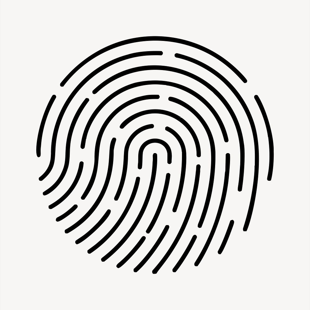 Fingerprint clipart, black and white illustration psd. Free public domain CC0 image.