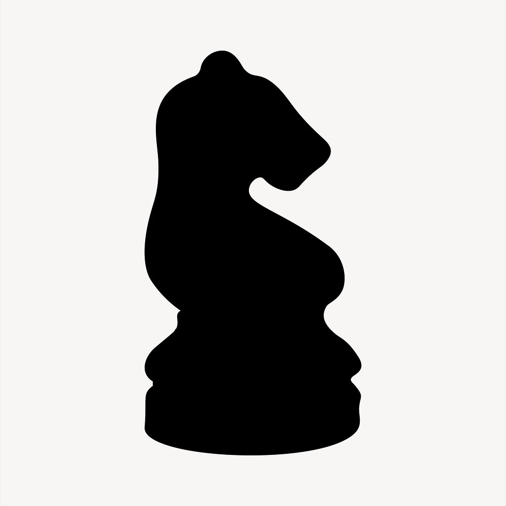 Knight chess silhouette collage element vector. Free public domain CC0 image.