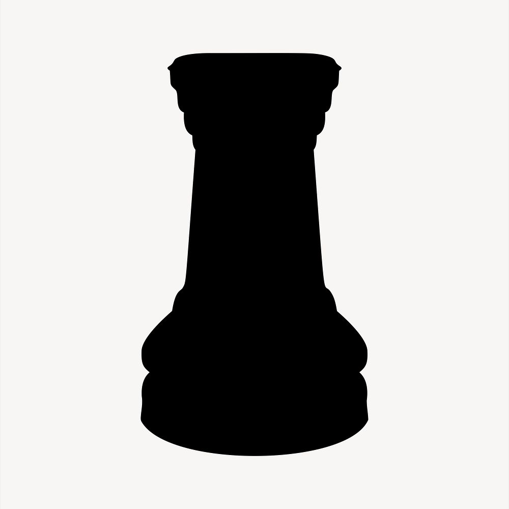Rook chess silhouette collage element vector. 