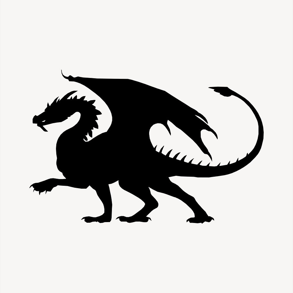 Mythical dragon silhouette clipart psd. Free public domain CC0 image.