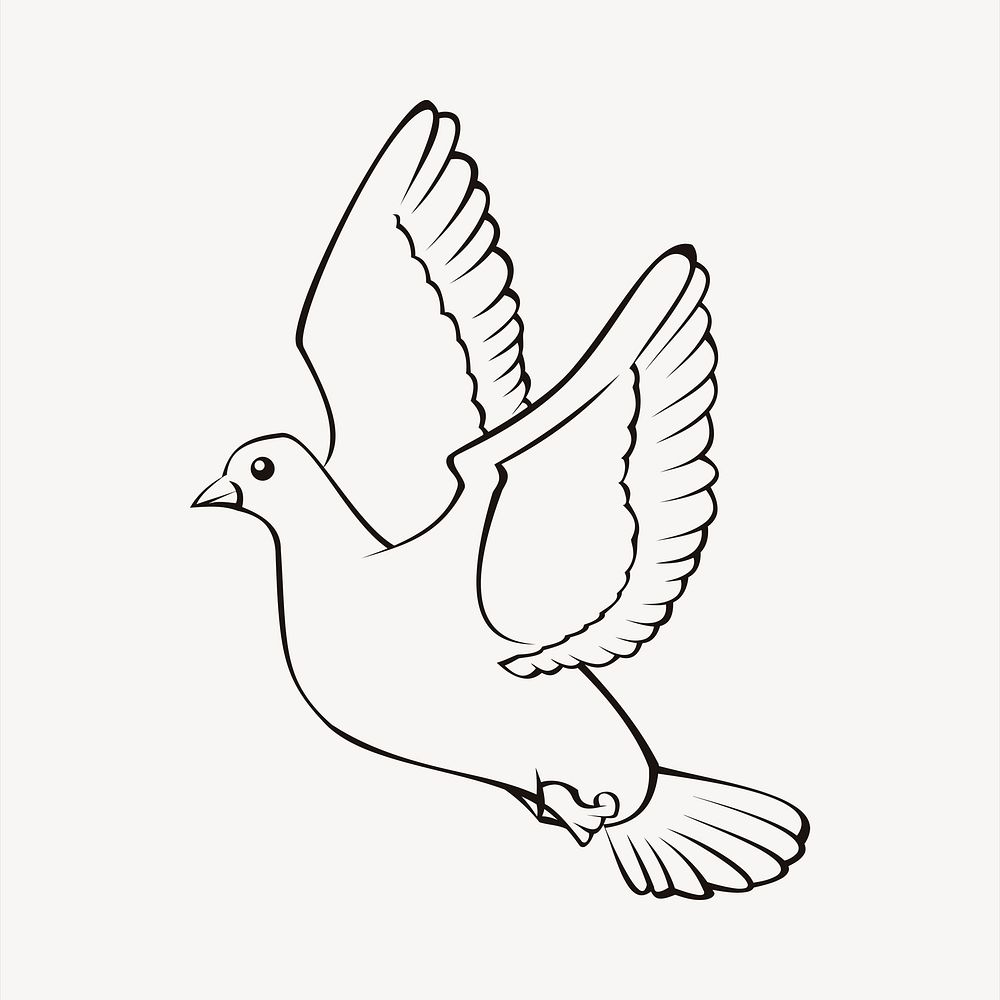 Dove bird collage element, black and white illustration vector. Free public domain CC0 image.