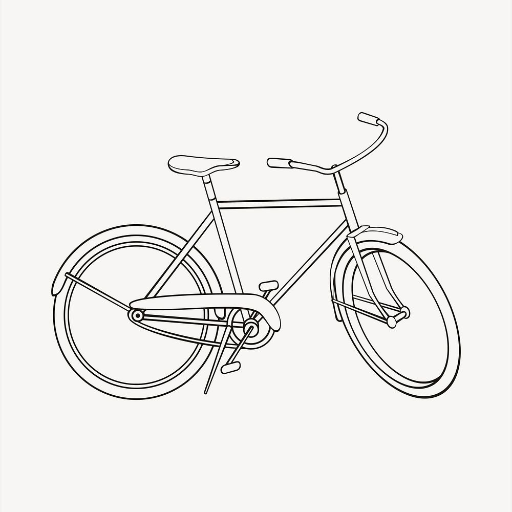 Bicycle collage element, black and white illustration vector. Free public domain CC0 image.