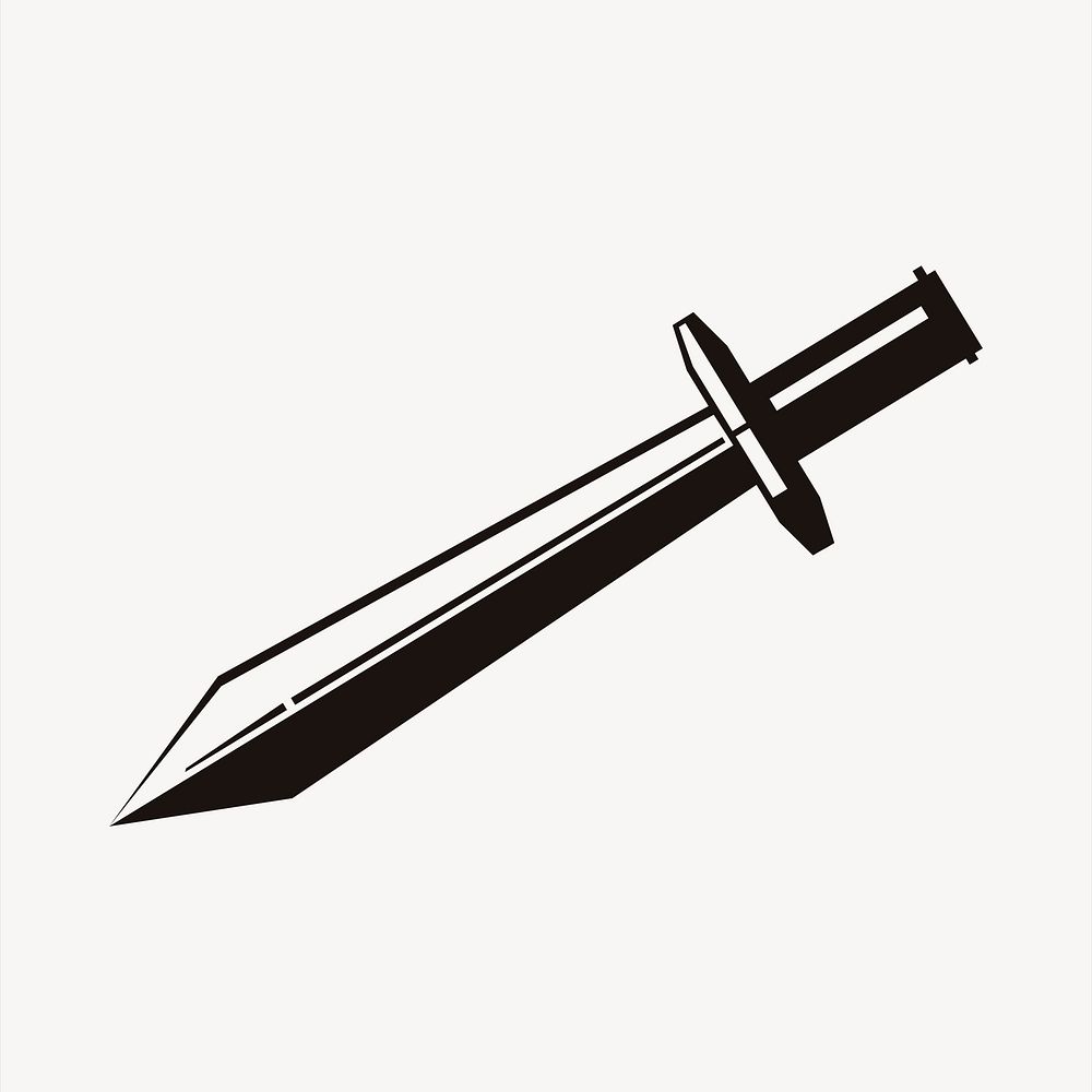 Sword collage element, black and white illustration vector. Free public domain CC0 image.