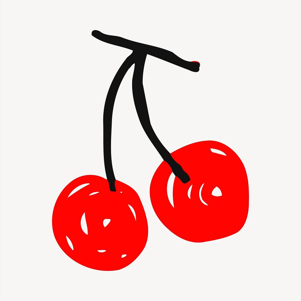 Cherries  fruit, cute illustration. Free public domain CC0 image.