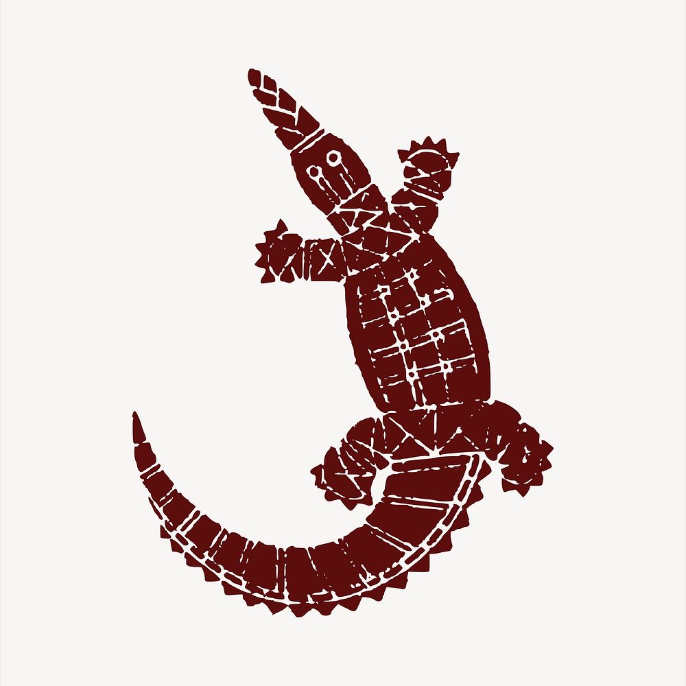 Crocodile collage element, animal illustration vector. Free public domain CC0 image.