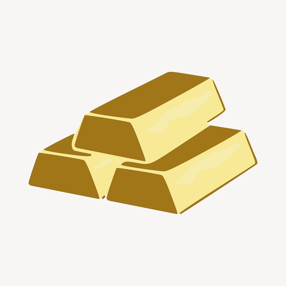 Gold bars collage element, commodity illustration vector. Free public domain CC0 image.
