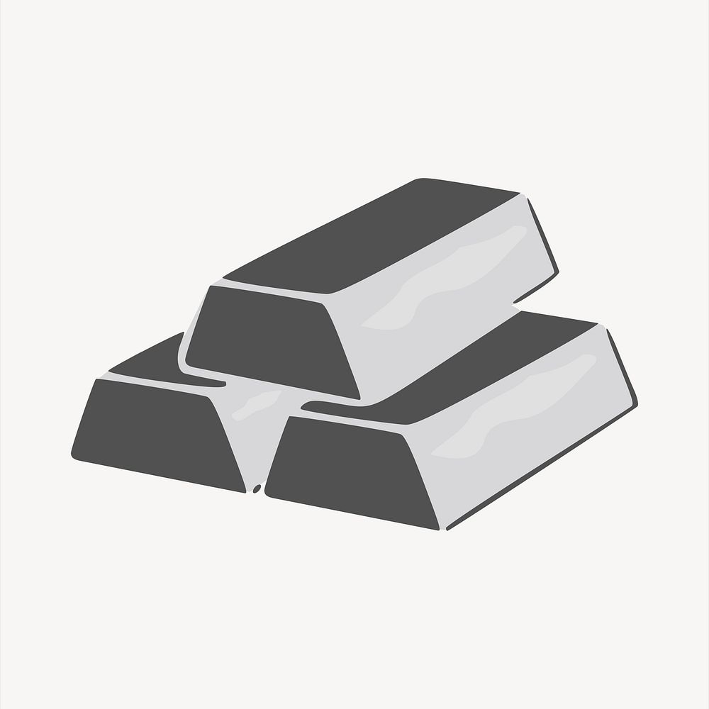 Silver bars collage element, commodity illustration vector. Free public domain CC0 image.