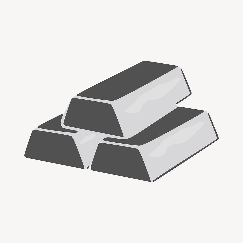Silver bars clipart, commodity illustration. Free public domain CC0 image.