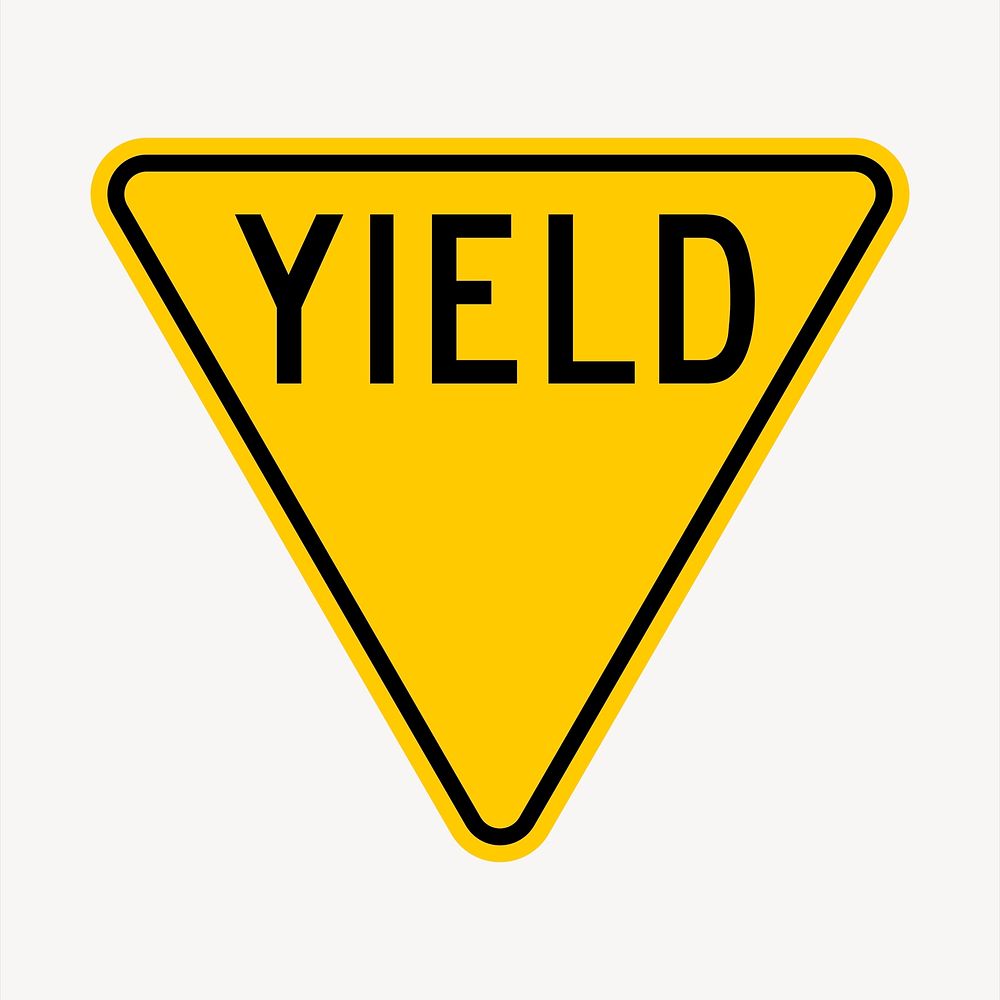 Yield sign collage element, traffic illustration vector. Free public domain CC0 image.