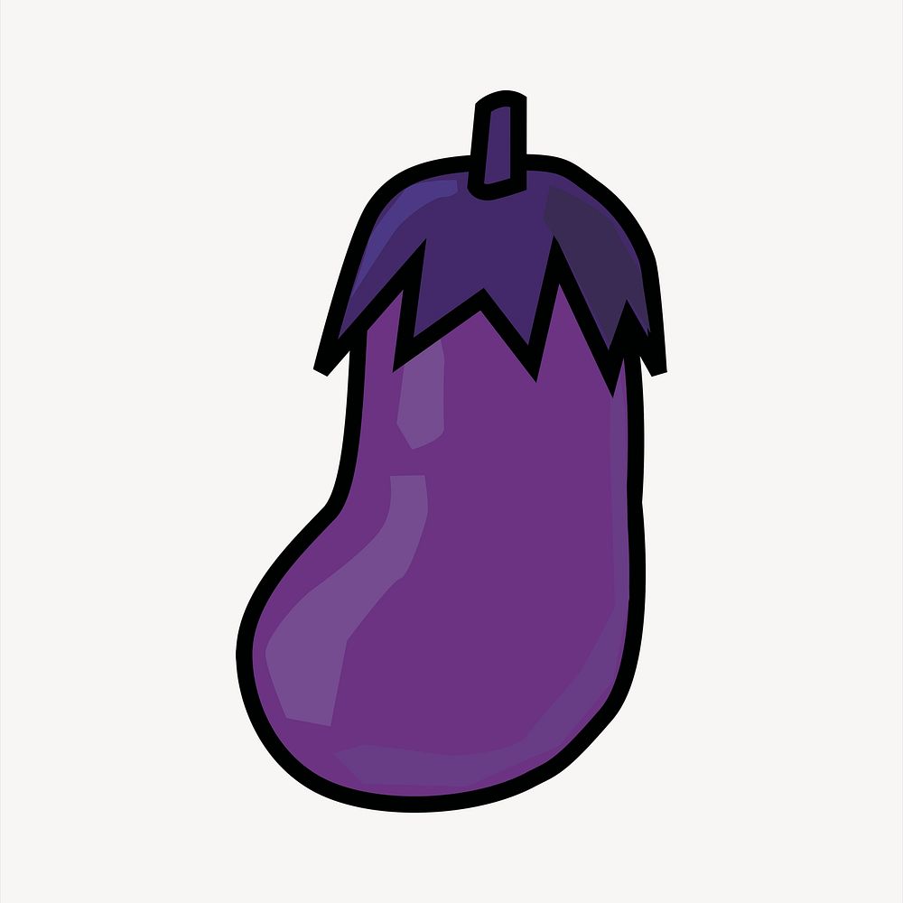 Eggplant clipart, cute illustration. Free public domain CC0 image.
