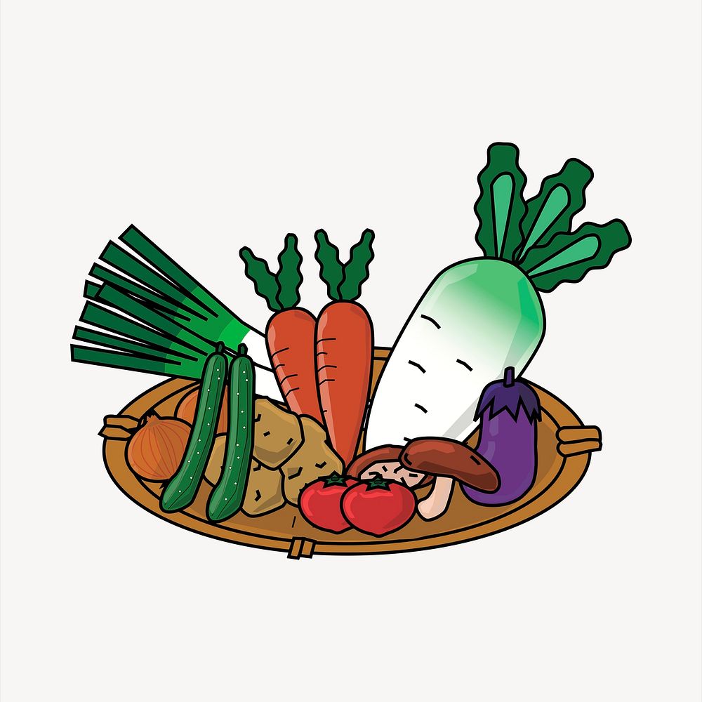 Vegetables clipart, cute illustration psd. Free public domain CC0 image.