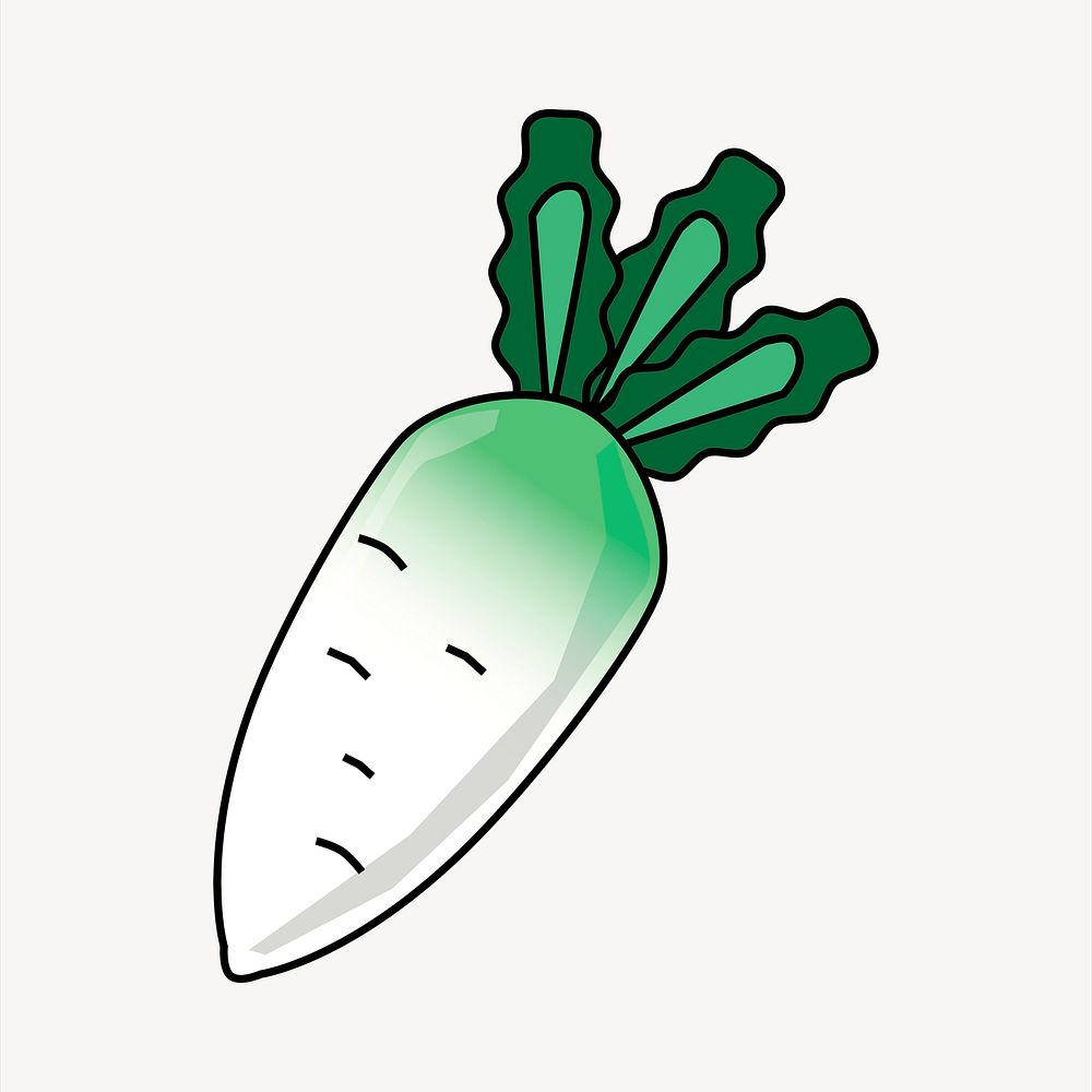 Radish collage element, cute illustration vector. Free public domain CC0 image.