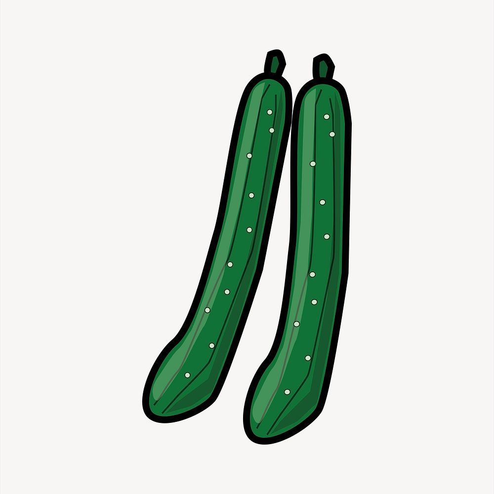 Cucumber clipart, cute illustration. Free public domain CC0 image.