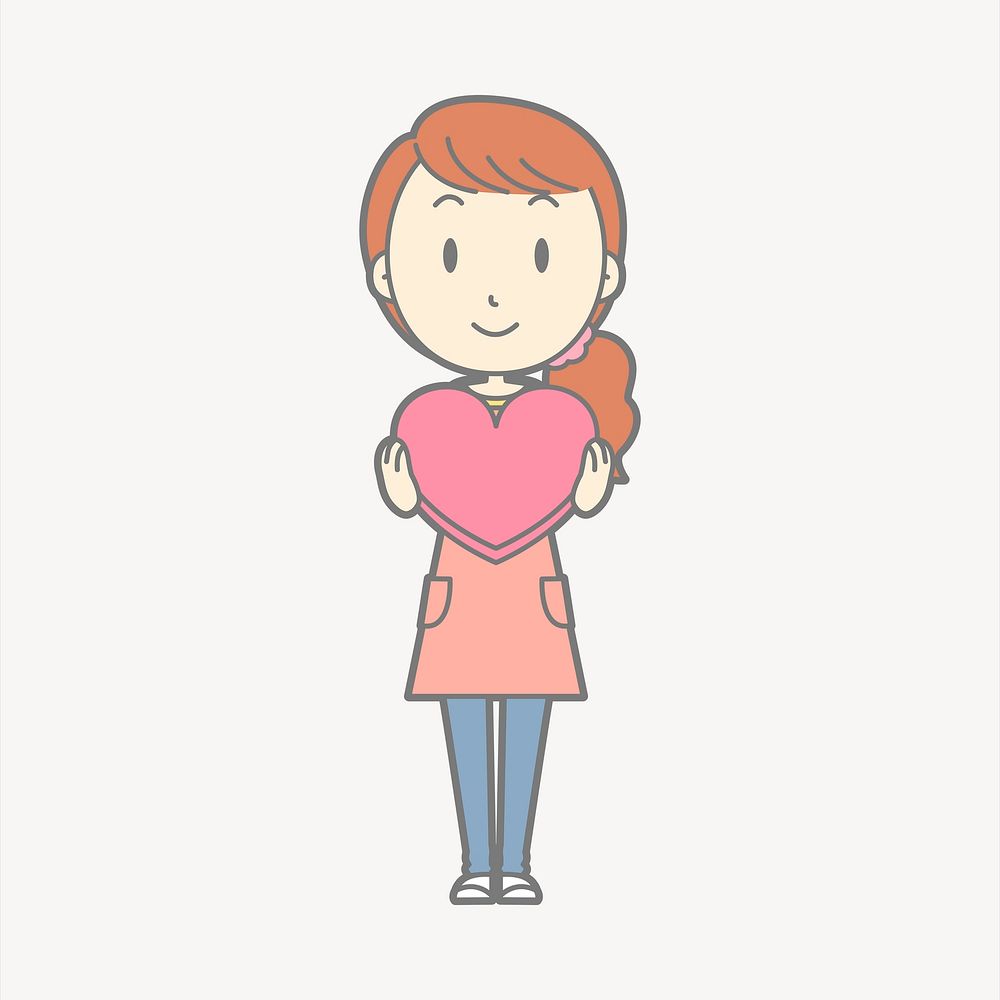 Valentine's girl clipart, cute illustration. Free public domain CC0 image.