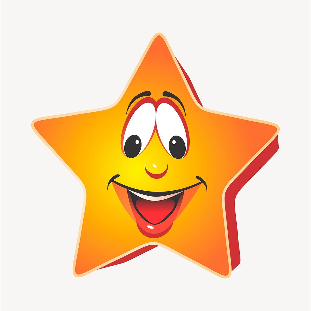 Cartoon star collage element, cute illustration vector. Free public domain CC0 image.