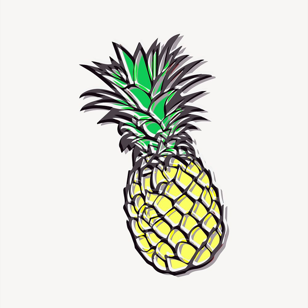 Pineapple collage element, fruit illustration vector. Free public domain CC0 image.