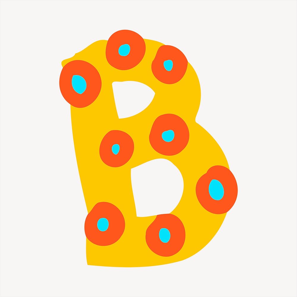B alphabet clipart, cute illustration. Free public domain CC0 image.