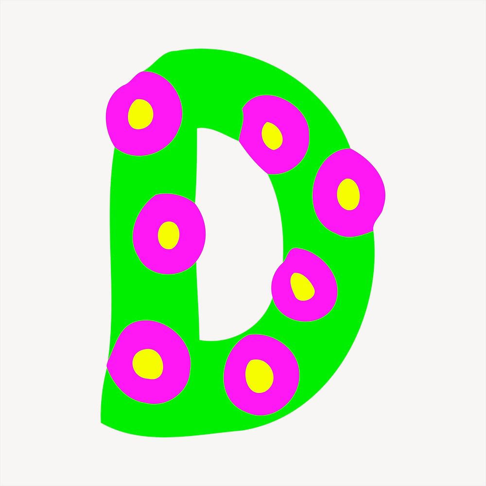 D alphabet clipart, cute illustration. Free public domain CC0 image.
