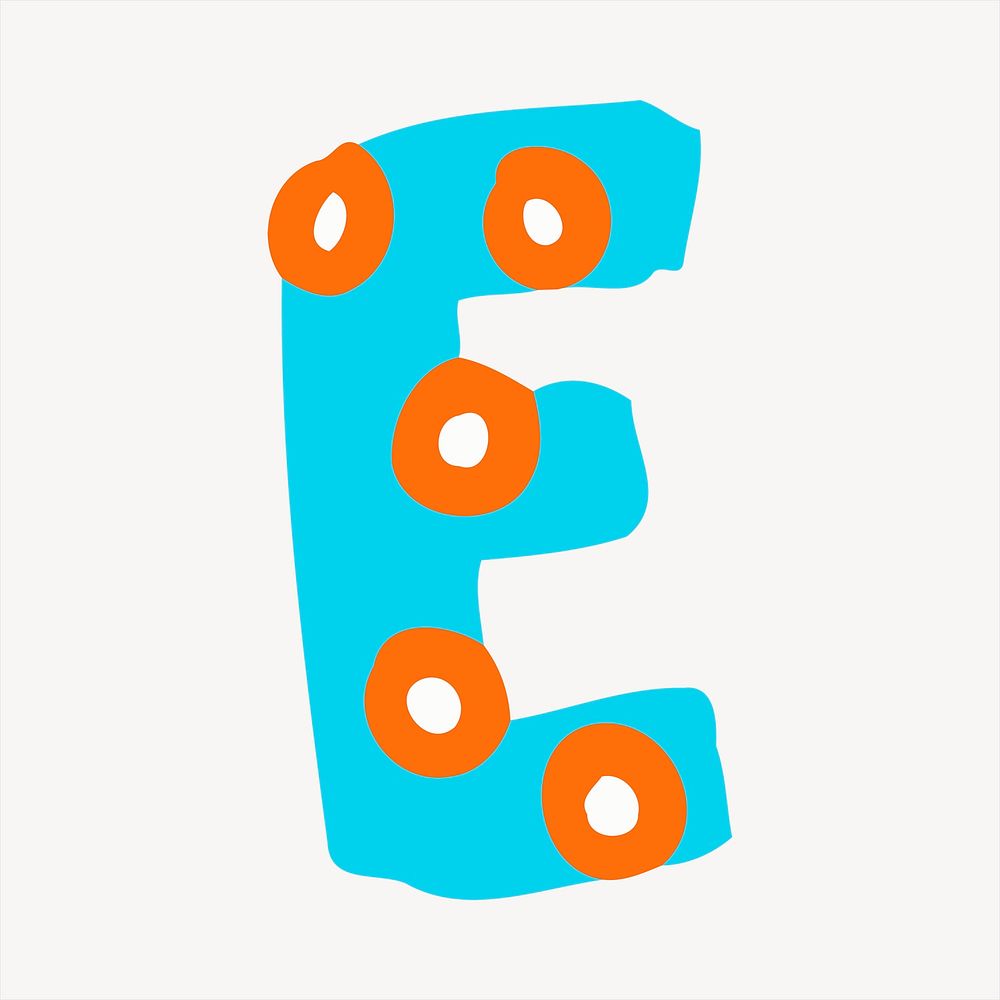 E alphabet clipart, cute illustration. Free public domain CC0 image.