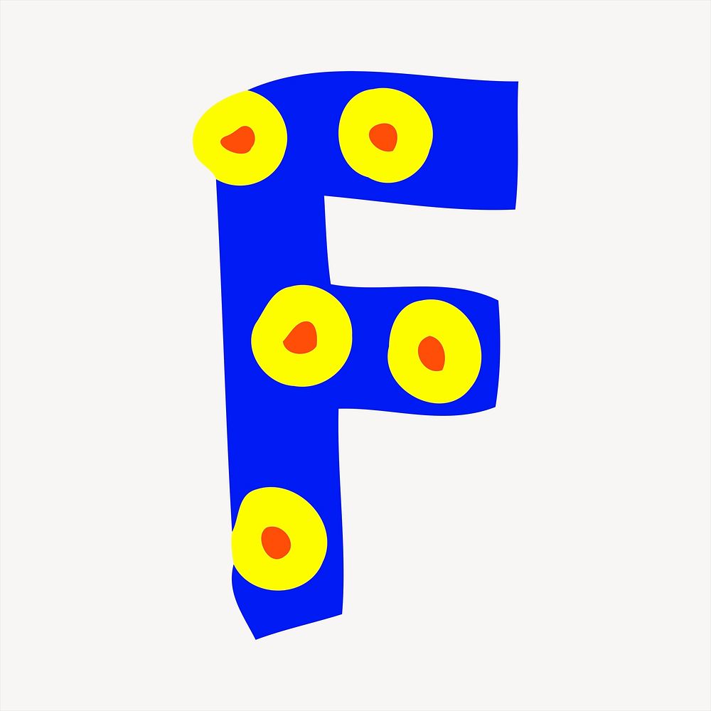 F alphabet collage element, cute illustration vector. Free public domain CC0 image.