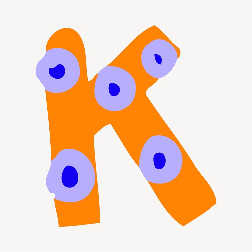 K alphabet collage element, cute illustration vector. Free public domain CC0 image.