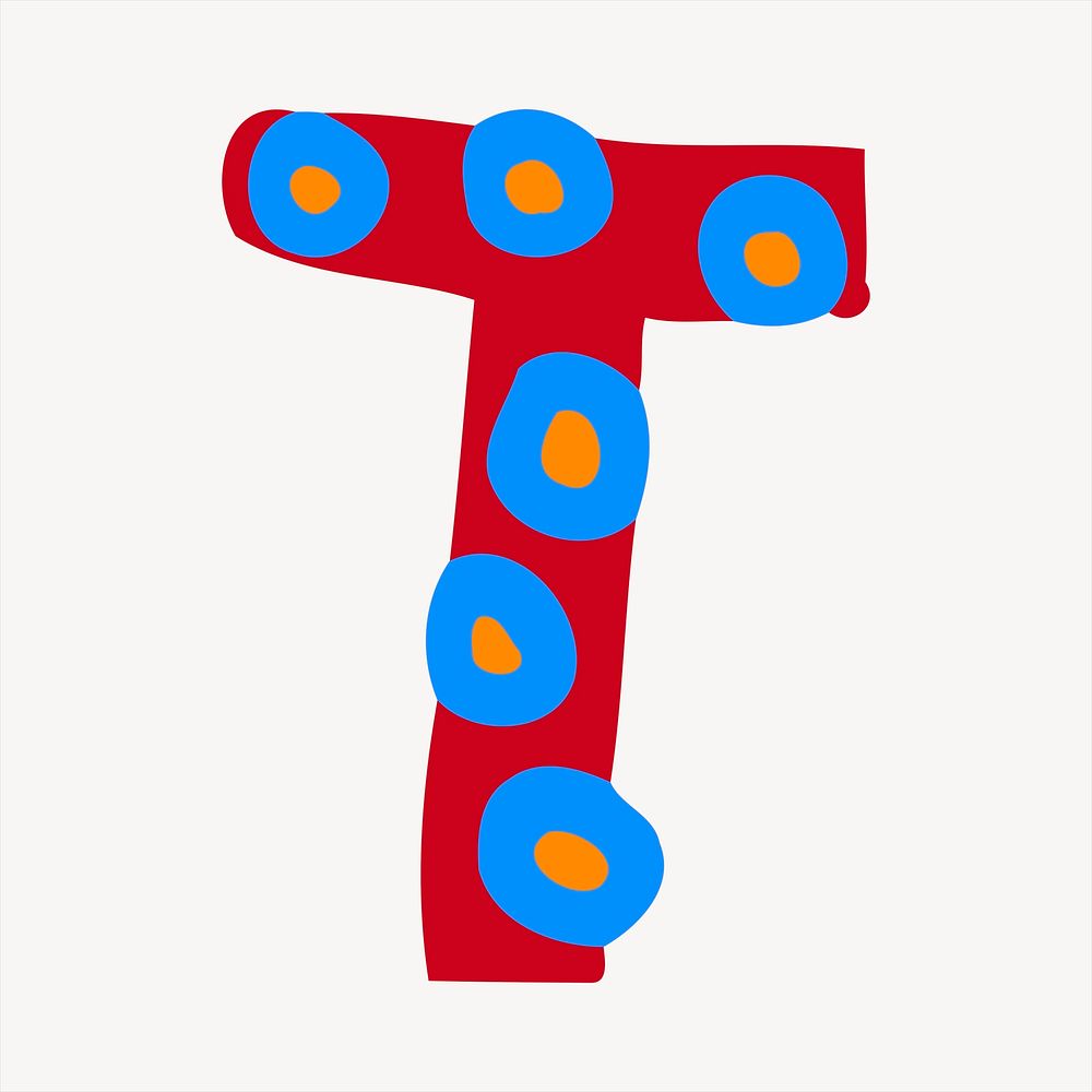 T alphabet collage element, cute illustration vector. Free public domain CC0 image.