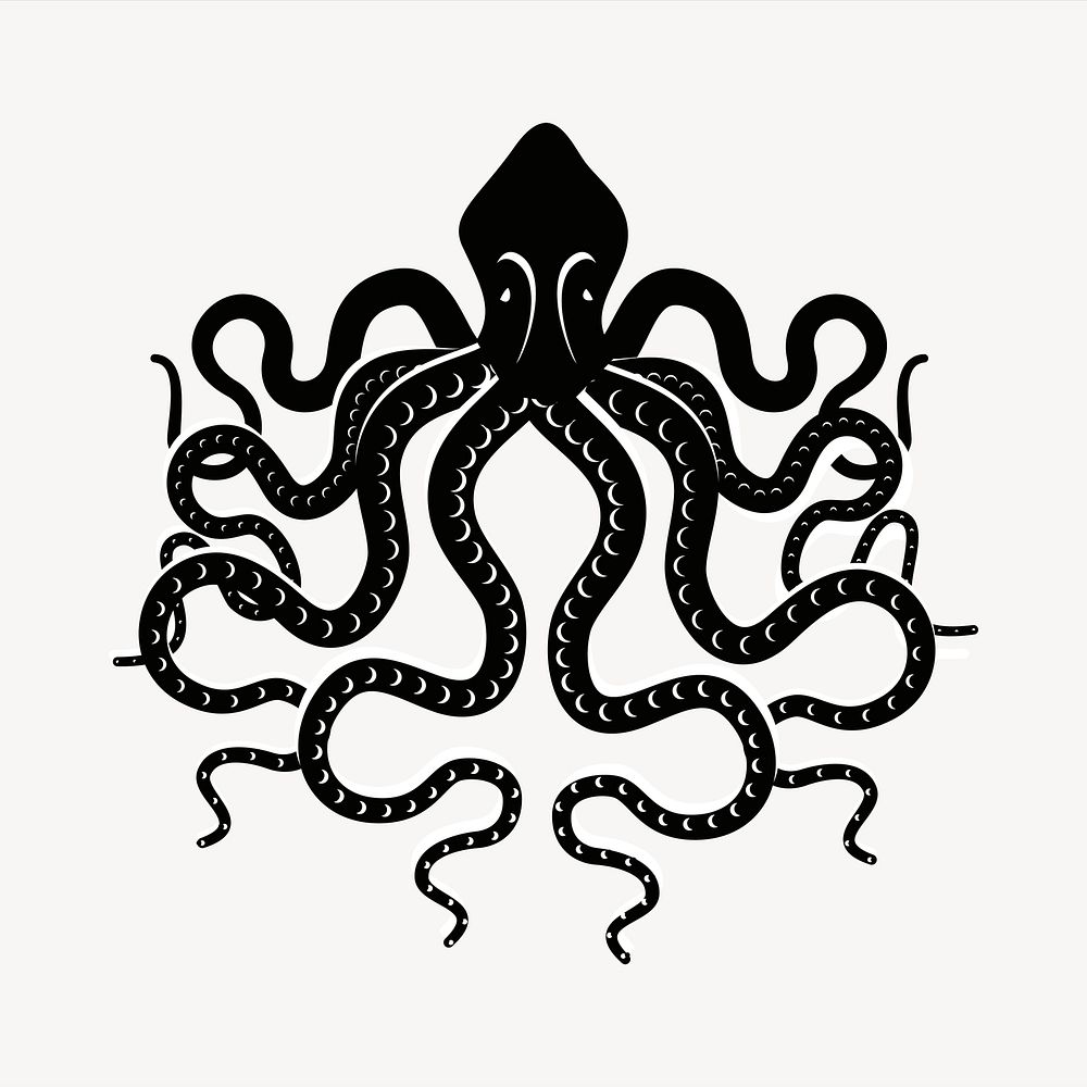 Octopus collage element, animal illustration vector. Free public domain CC0 image.