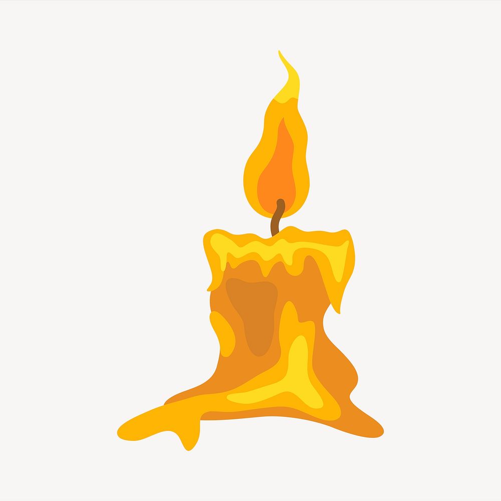 Melting candle collage element, cute illustration vector. Free public domain CC0 image.
