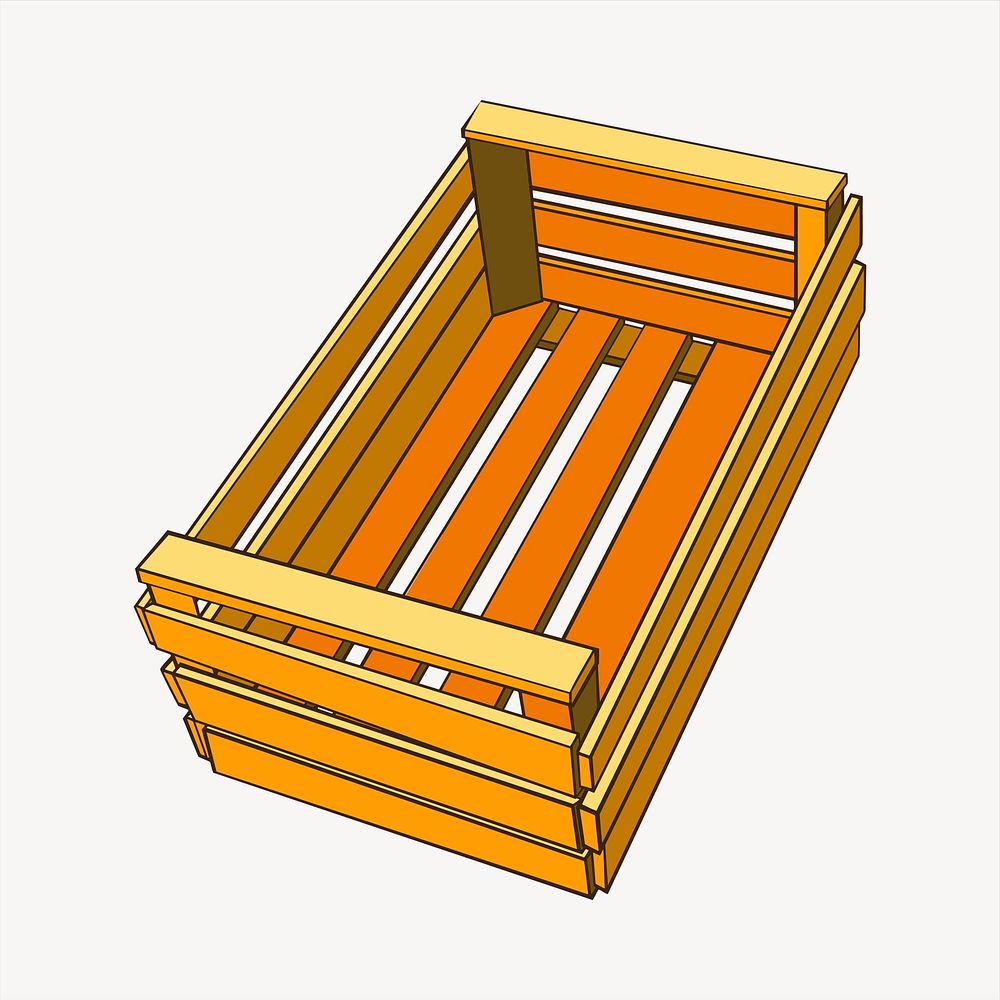 Wooden crate collage element, cute illustration vector. Free public domain CC0 image.
