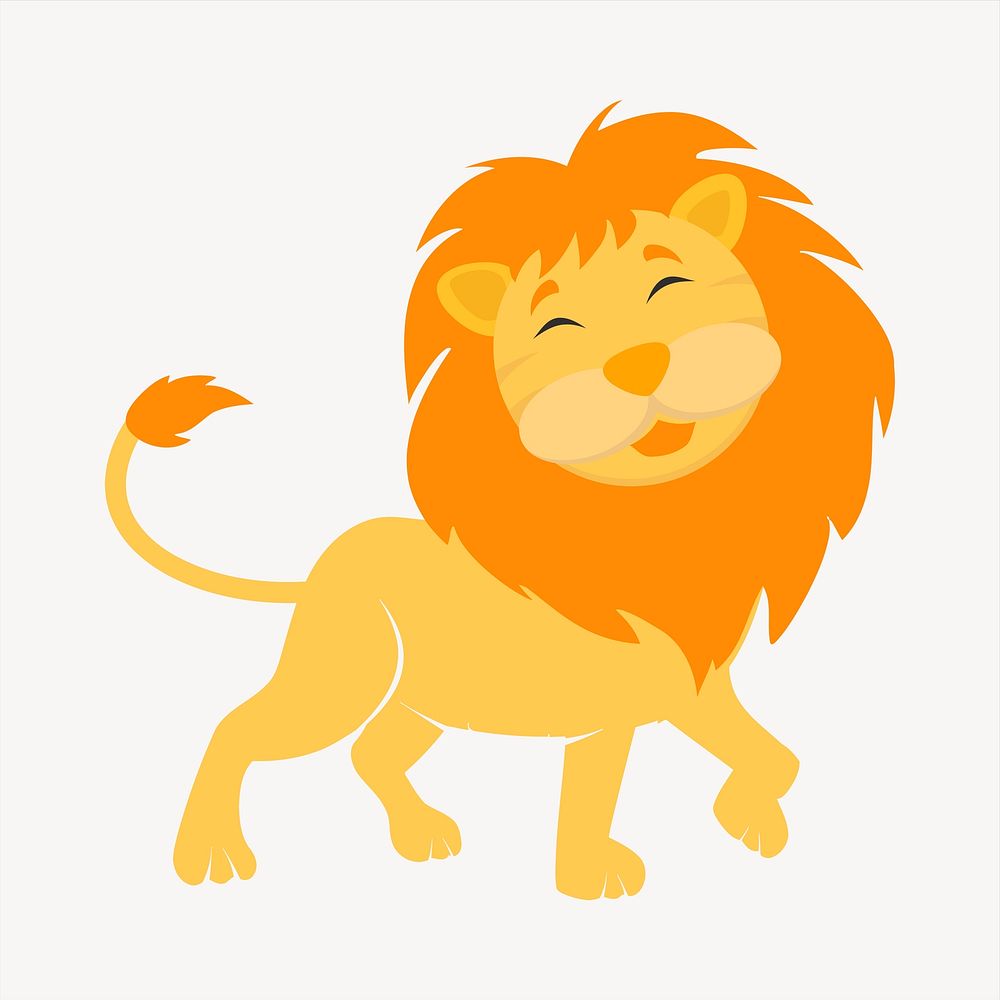 Cartoon lion  collage element, cute illustration vector. Free public domain CC0 image.