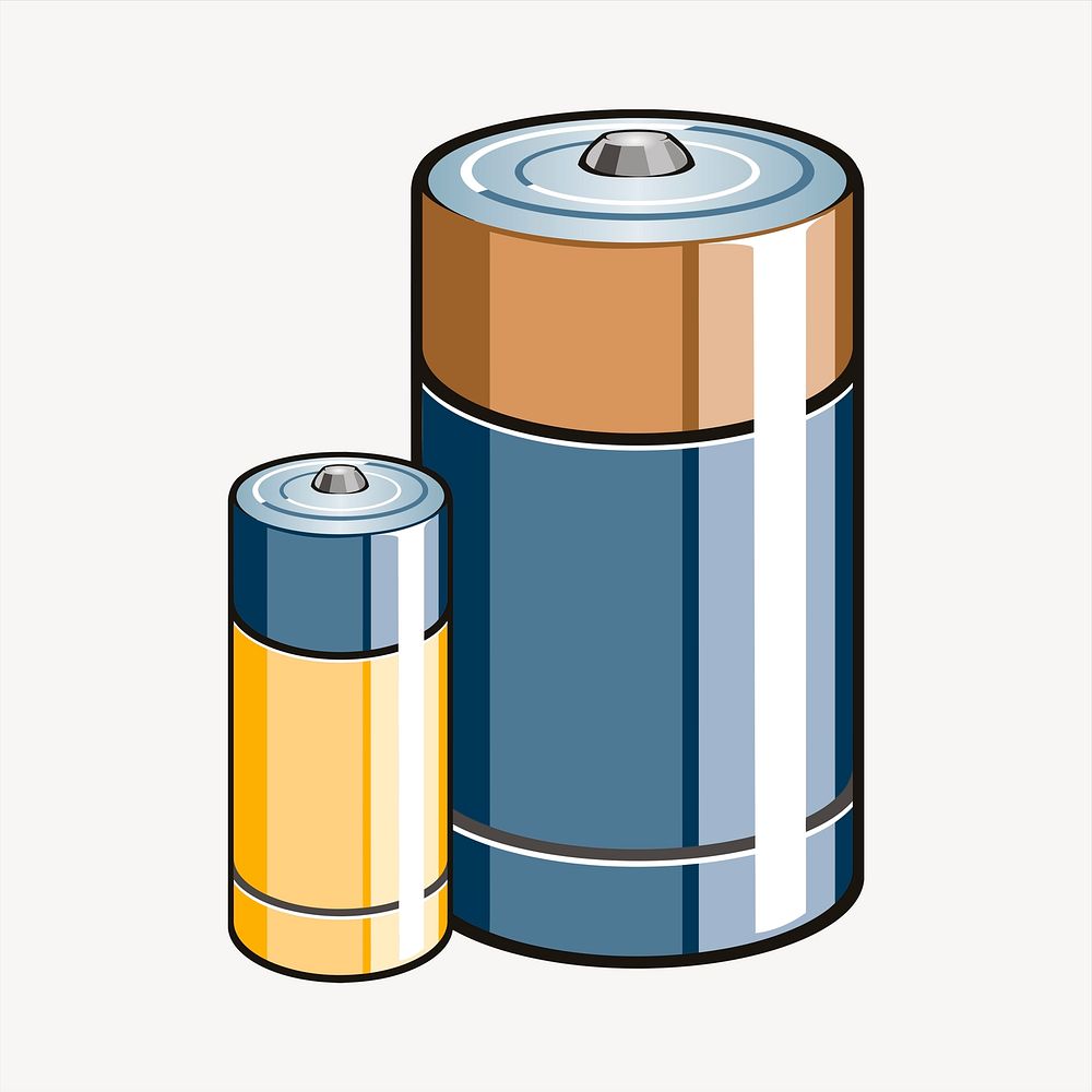 Batteries collage element, energy illustration vector. Free public domain CC0 image.