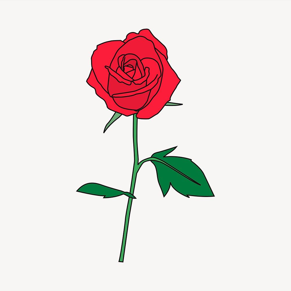 Red rose clipart, flower illustration. Free public domain CC0 image.
