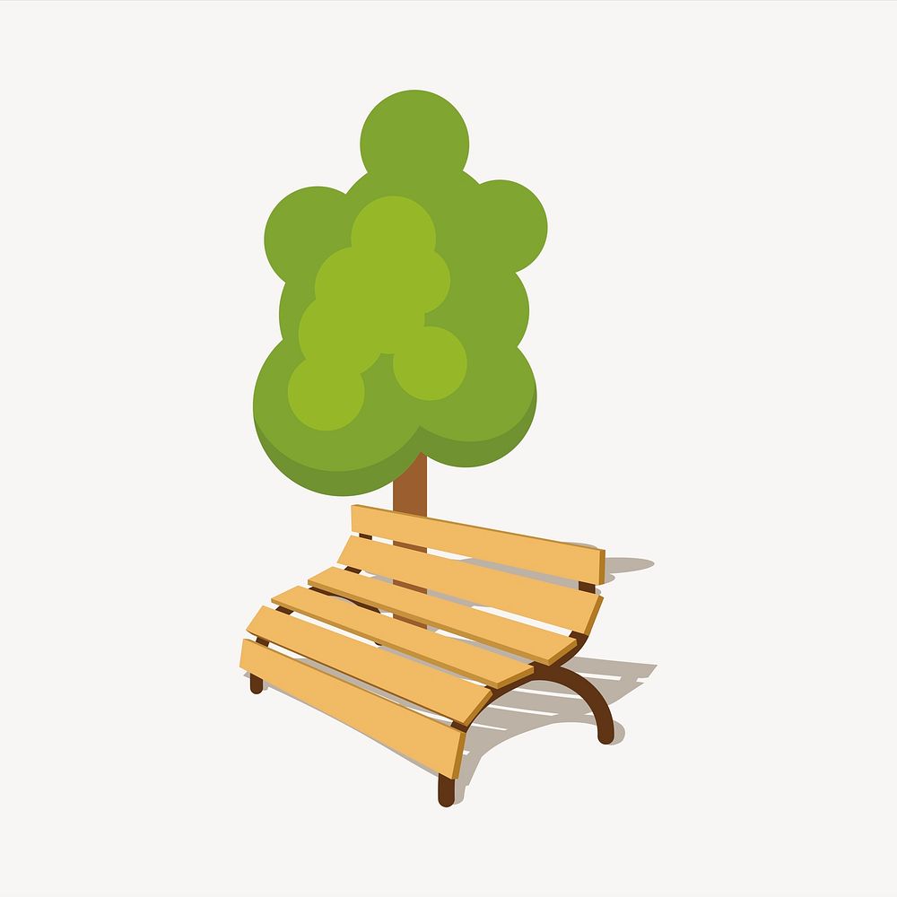 Park bench collage element, cute illustration vector. Free public domain CC0 image.