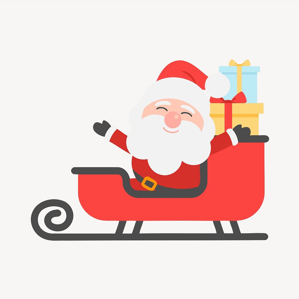 Santa's sleigh, Christmas clipart, cute illustration psd. Free public domain CC0 image.