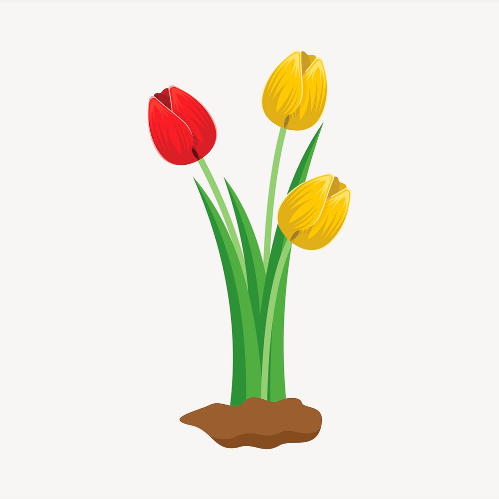 Tulip flower collage element, cute illustration vector. Free public domain CC0 image.
