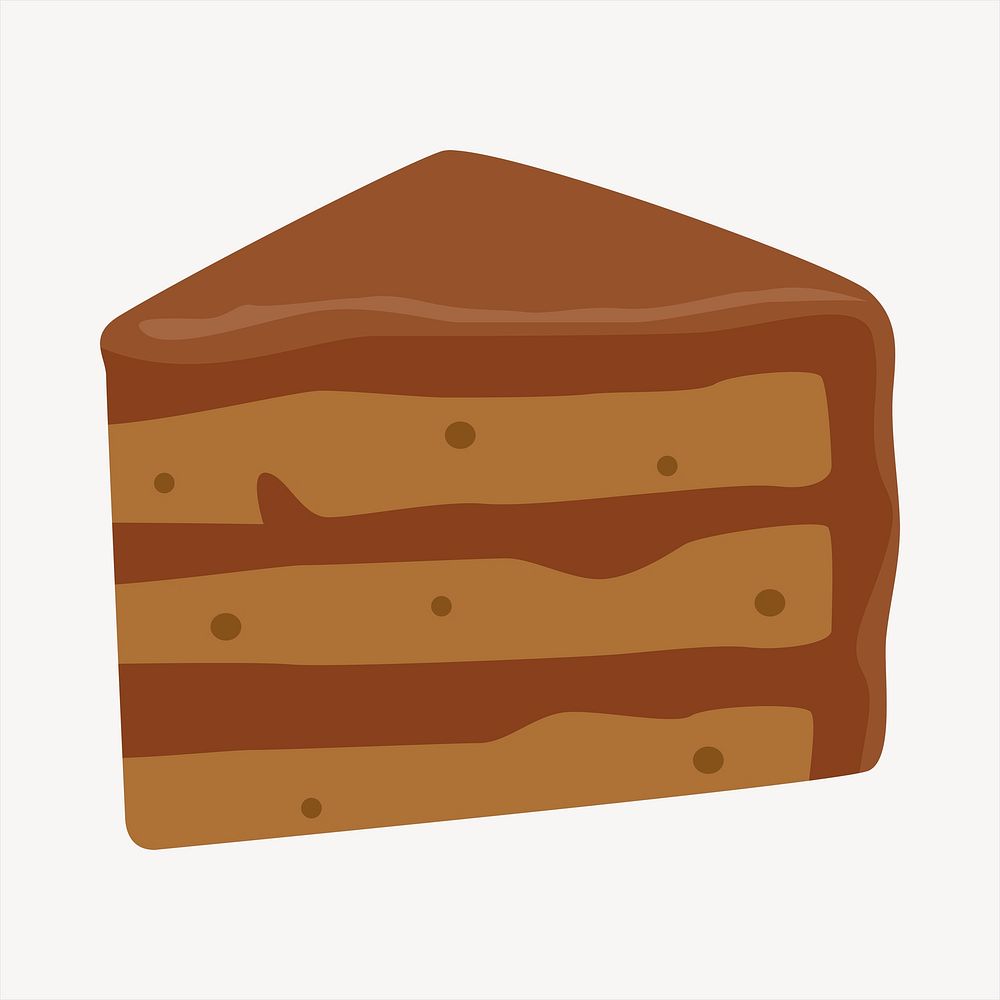Chocolate cake slice clipart, cute illustration. Free public domain CC0 image.